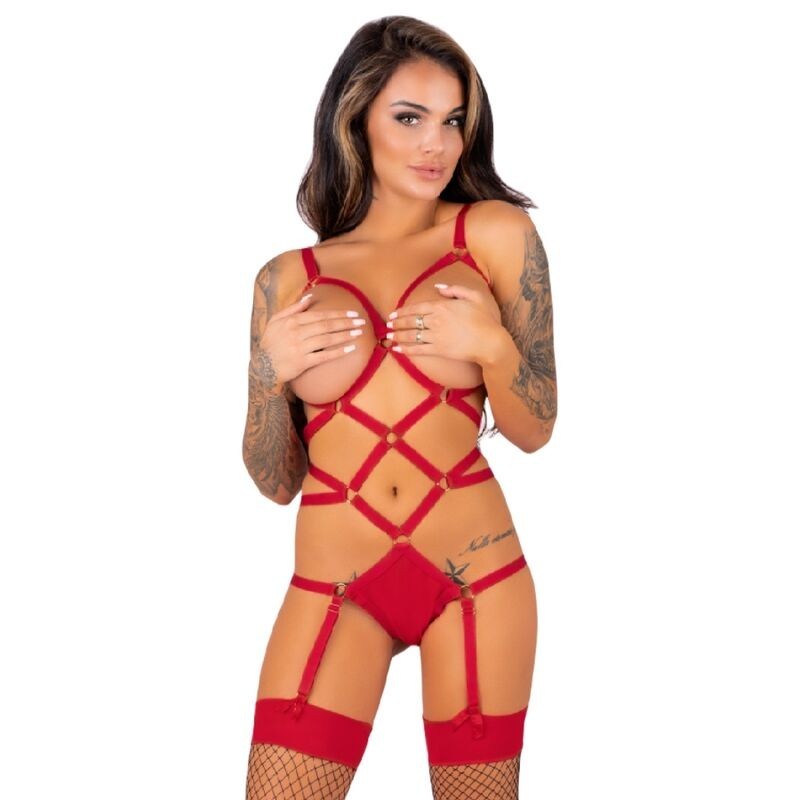 LIVCO CORSETTI FASHION - THIARA LC 20213 SET BODY MEDIAS ROJA S-M