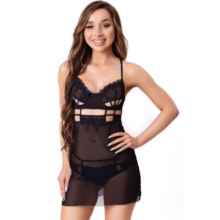 LIVCO CORSETTI FASHION - MAIA 20247 BABYDOLL TANGA NEGRO S-M
