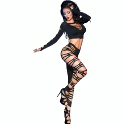 CHILIROSE - CR 3654 TOP and LEGGINS NEGRO S-M