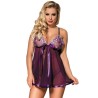 SUBBLIME - BABYDOLL CON LAZO Y DETALLES BRILLANTES MORADO S-M