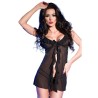 CHILIROSE - CR 4219 BABYDOLL and TANGA CROTCHLESS NEGRO S-M