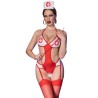 CHILIROSE - CR 4631 BODY ENFERMERA CROTCHLESS ROJO S-M