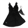 SUBBLIME - BABYDOLL TELA DE TUL DETALLE ENCAJE Y FLOR NEGRO S-M