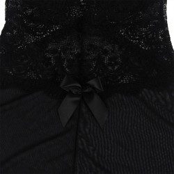 SUBBLIME - BABYDOLL TELA DE TUL DETALLE ENCAJE Y FLOR NEGRO S-M