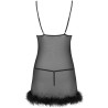 LIVCO CORSETTI FASHION - ZERUNAM SET BABYDOLL TANGA NEGRO S-M