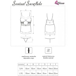 LIVCO CORSETTI FASHION - SENSUAL SNOWFLAKE LC 90603 CAMISA TANGA DIADEMA NAVIDEÑA S-M