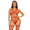 LEG AVENUE - KINK TEDDY ARNÉS CON TACHUELAS TALLA S - ROJO