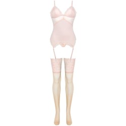 LIVCO CORSETTI FASHION - PERSINNE PEACH SET CORSET PANTY MEDIAS S-M