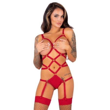 LIVCO CORSETTI FASHION - THIARA LC 20213 SET BODY MEDIAS ROJA S-M