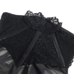 SUBBLIME - 957544 VESTIDO DE CUERO CON CUELLO DE ENCAJE NEGRO S-M