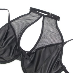 SUBBLIME - 957582 CONJUNTO SUJETADOR Y FALDA DE CUERO NEGRO S-M