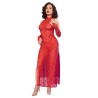 CHILIROSE - CR 4853 VESTIDO ROJO DE ENCAJE CON GUANTES S-M
