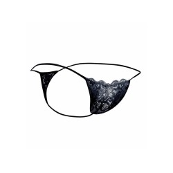 MOB - TANGA DE ENCAJE NEGRO TALLA L-XL