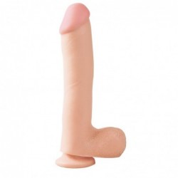 Basix Rubber Works 25,4 cm Verga y Testículos con Ventosa - Color Natural