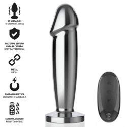 INTENSE - PLUG ANAL 10 VIBRACIONES METAL EN FORMA DE DILDO CON CONTROL REMOTO S
