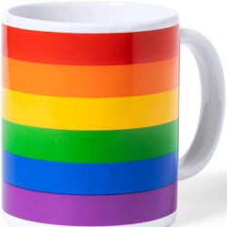 PRIDE - TAZA CON LA BANDERA LGBT EN CAJA INDIVIDUAL KRAFT -es-pt-en-fr-it-