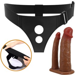 PRETTY LOVE - KEAVEN HARNESS BRIEFS UNIVERSAL and COMFORTABLE DOBLE DILDO