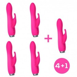 Pack 4+1 Couby Vibrador de Conejito Silicona Rosa