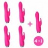 Pack 4+1 Couby Vibrador de Conejito Silicona Rosa