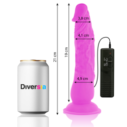 DIVERSIA - DILDO REALÍSTICO FLEXIBLE CON VIBRACIÓN LILA 21 CM -O- 4.9 CM