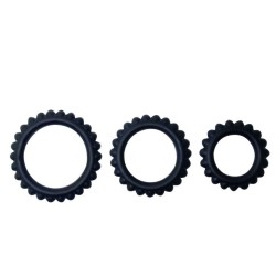 BAILE - TITAN SET 3 PCS COCK RING BLACK 2.8 2.4 1.9 CM