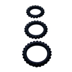 BAILE - TITAN SET 3 PCS COCK RING BLACK 2.8 2.4 1.9 CM