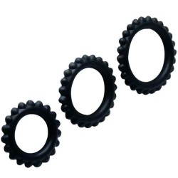 BAILE - TITAN SET 3 PCS COCK RING BLACK 2.8 2.4 1.9 CM