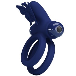 PRETTY LOVE - JAMELE DOBLE ANILLO CON VIBRACIÓN and ESTIMULADOR MARIPOSA AZUL