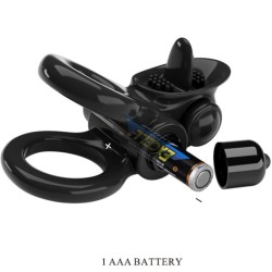 PRETTY LOVE - PASSIONATE RING DOBLE ANILLO VIBRADOR ESTIMULADOR CLÍTORIS NEGRO