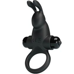 PRETTY LOVE - ANILLO VIBRADOR ESTIMULADOR RABBIT CLÍTORIS 10 VIBRACIONES NEGRO