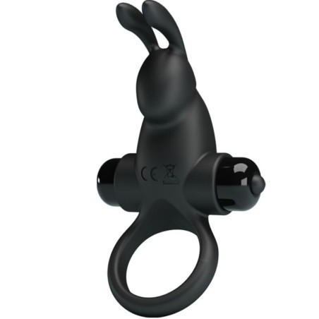 PRETTY LOVE - ANILLO VIBRADOR ESTIMULADOR RABBIT CLÍTORIS 10 VIBRACIONES NEGRO