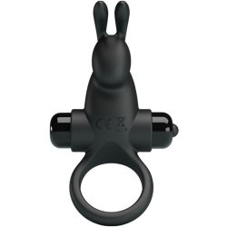 PRETTY LOVE - ANILLO VIBRADOR ESTIMULADOR RABBIT CLÍTORIS 10 VIBRACIONES NEGRO