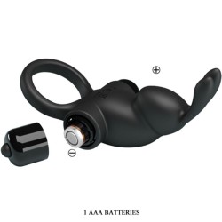 PRETTY LOVE - ANILLO VIBRADOR ESTIMULADOR RABBIT CLÍTORIS 10 VIBRACIONES NEGRO