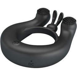 PRETTY LOVE - DAHLIA ANILLO VIBRADOR ESTIMULADOR DE CLÍTOIS 12 VIBRACIONES NEGRO