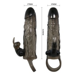 BAILE - BRAVE MAN FUNDA REALÍSTICA PENE CON RABBIT 16.5 CM NEGRO