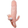 BAILE - BRAVE MAN FUNDA PENE ANAL Y CLÍTORIS VIBRADOR 16.5 CM NATURAL