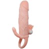 BAILE - BRAVE MAN FUNDA PENE ANAL Y CLÍTORIS VIBRADOR 16.5 CM NATURAL