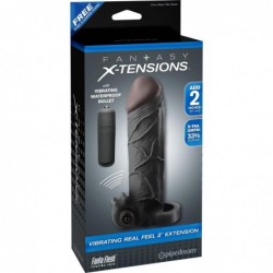 Fantasy X-tensions Vibrador Real Feel de 5,1 cm con Extensión - Color Negro