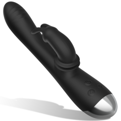 BLACKandSILVER - DJ. ADAM ESTIMULADOR RABBIT SILICONA RECARGABLE NEGRO