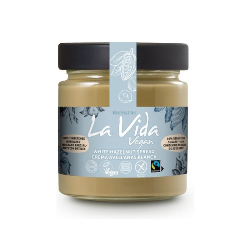 Crema blanca avellanas con menos azucar Bio 200g La Vida Vegan