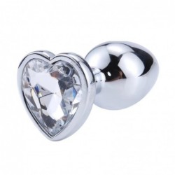 Plug Anal con Joya de Corazón Blanco Talla M