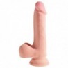 3D Dildo Triple Densidad con Testículos Plus 7.5 Natural