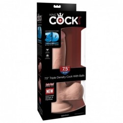 3D Dildo Triple Densidad con Testículos Plus 7.5 Natural