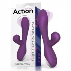 No. Eighteen Vibrador y Succionador con Función Oscilante/Finger USB Magnético Silicona Púrpura
