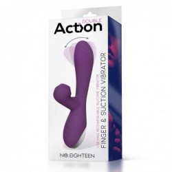 No. Eighteen Vibrador y Succionador con Función Oscilante/Finger USB Magnético Silicona Púrpura