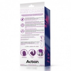No. Eighteen Vibrador y Succionador con Función Oscilante/Finger USB Magnético Silicona Púrpura