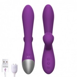 No. Eighteen Vibrador y Succionador con Función Oscilante/Finger USB Magnético Silicona Púrpura