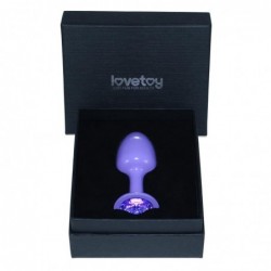 Plug Anal de Metal Púrpura Rosebud con Joya Azul