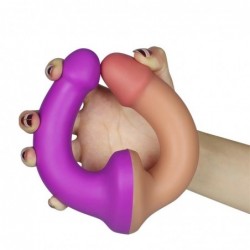 Dildo Doble 12.5 Silicona Líquida Natural y Púrpura