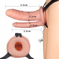 Arnés con Doble Pene Hueco y Vibración